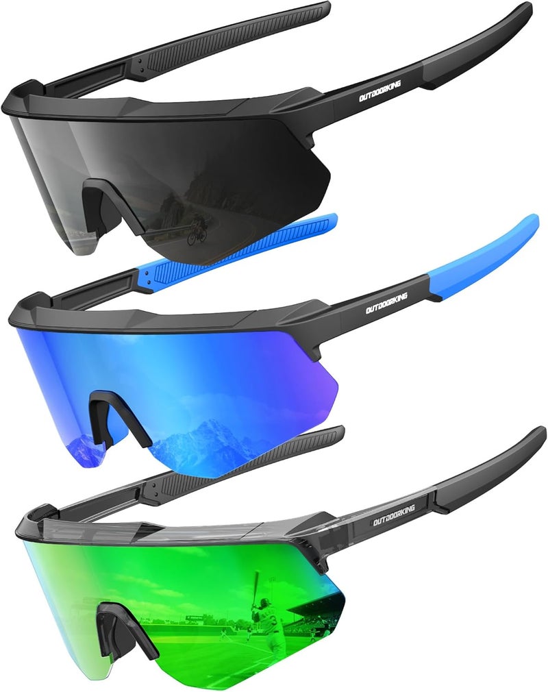 QALLY Store Polarized Sports Sunglasses for Men, UV400 Protection Mens Sunglasses Wrap Around Sun Glasses for Cycling Running - Image 1